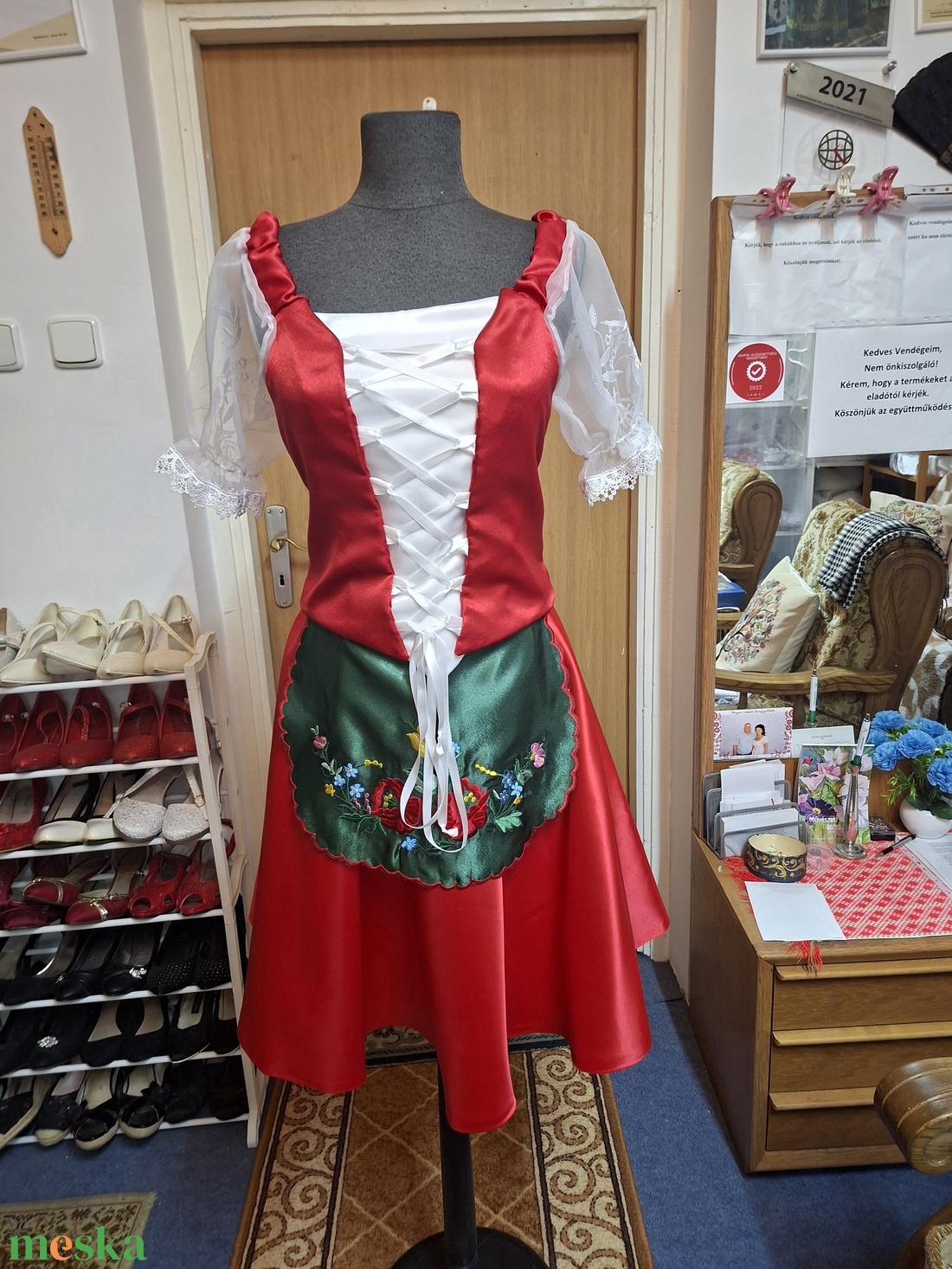 Kalocsai hímzett magyaros menyecske, alkalmi, tánc ruha. - esküvő - ruha - koszorúslány ruha - Meska.hu