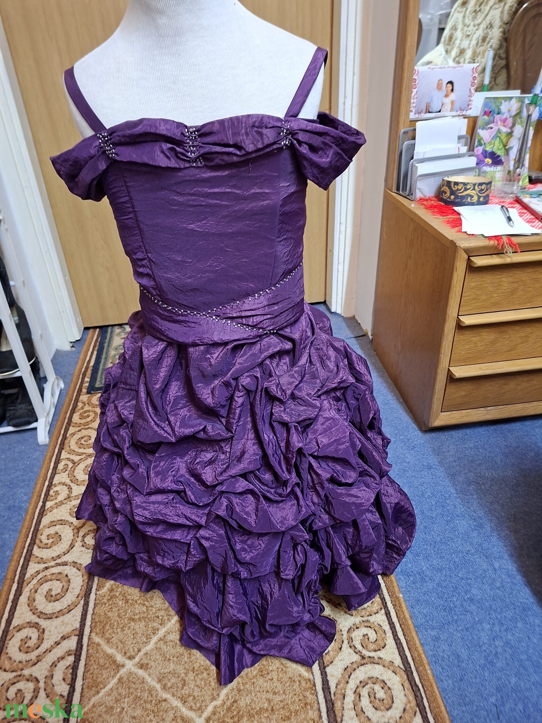 Lila raffolt taft,  koszorúslány, alkalmi gyerek ruha.  - esküvő - ruha - koszorúslány ruha - Meska.hu