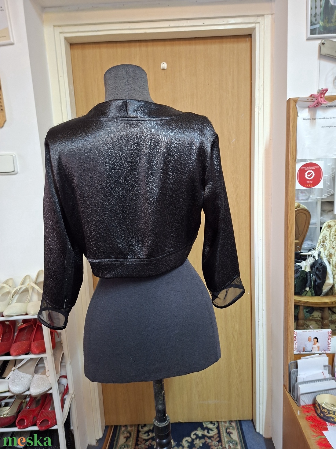 Boleró, fekete selyem. - esküvő - kiegészítők - bolero és válltakaró - Meska.hu