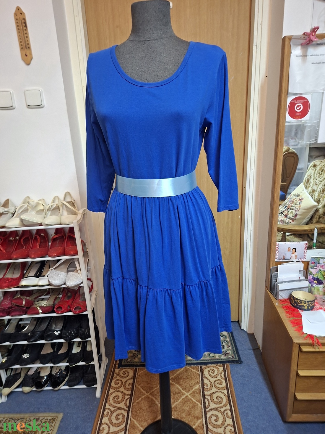 Női ruha, kék pamut anyagból. - ruha & divat - női ruha - alkalmi ruha & estélyi ruha - Meska.hu