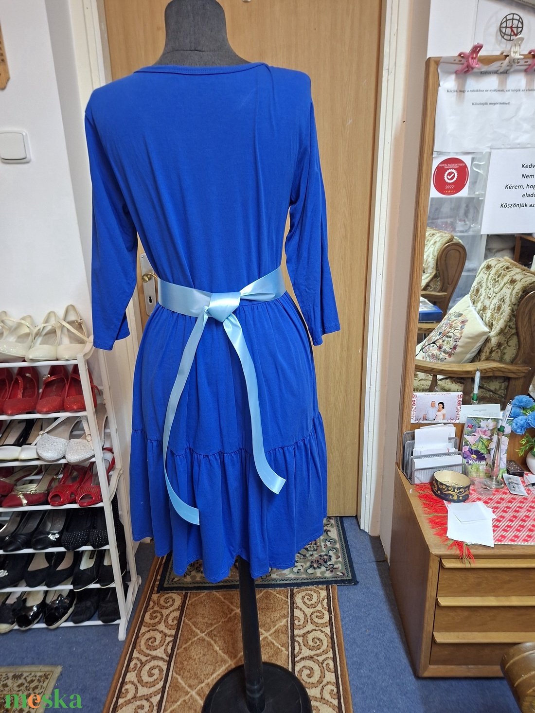 Női ruha, kék pamut anyagból. - ruha & divat - női ruha - alkalmi ruha & estélyi ruha - Meska.hu