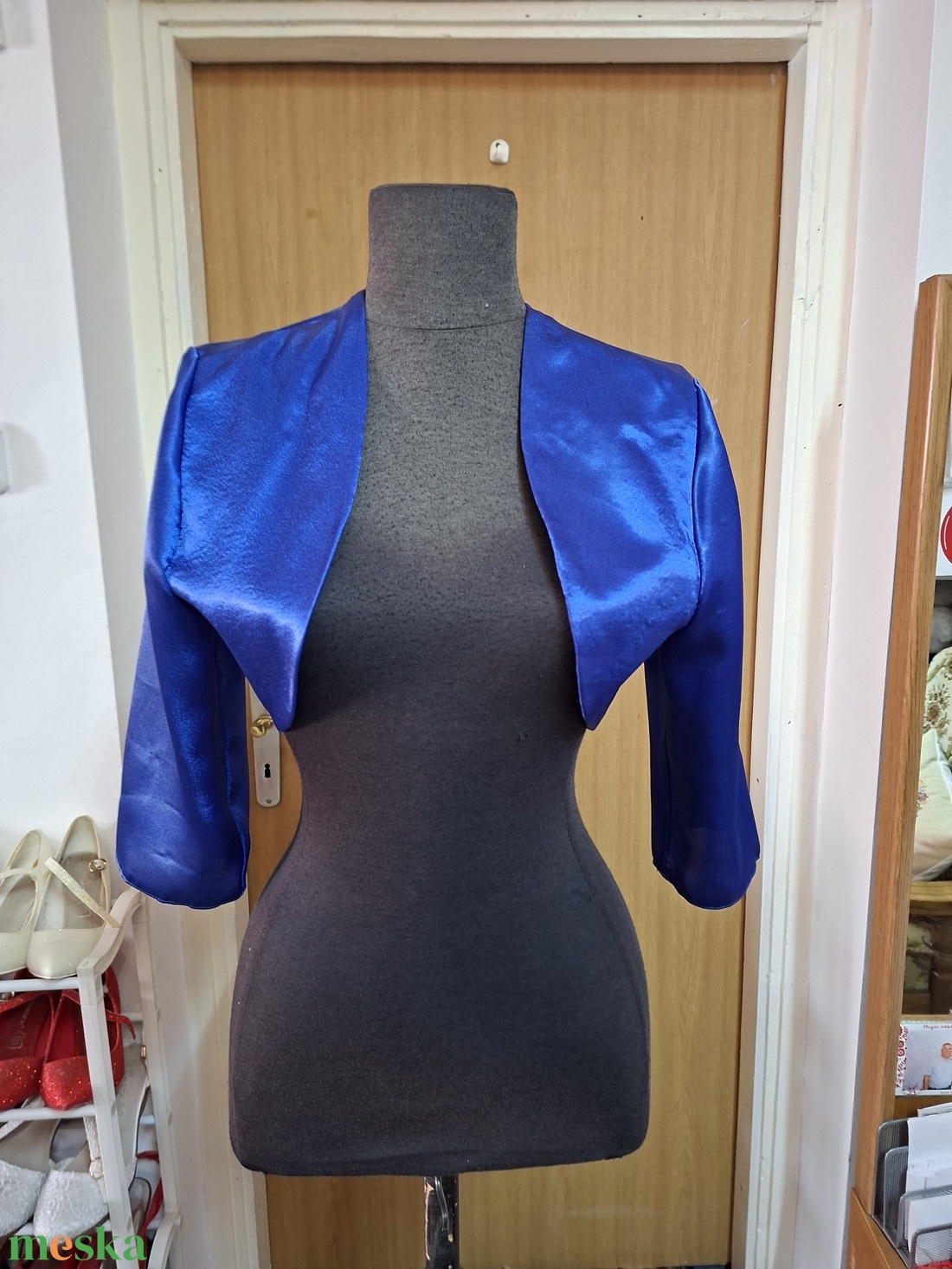 Boleró, kék selyem. - esküvő - kiegészítők - bolero és válltakaró - Meska.hu