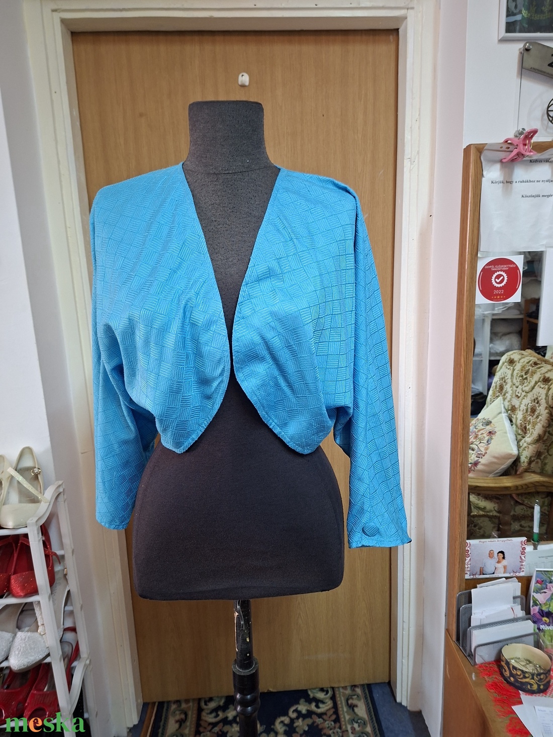 Boleró, kék selyem. - esküvő - kiegészítők - bolero és válltakaró - Meska.hu