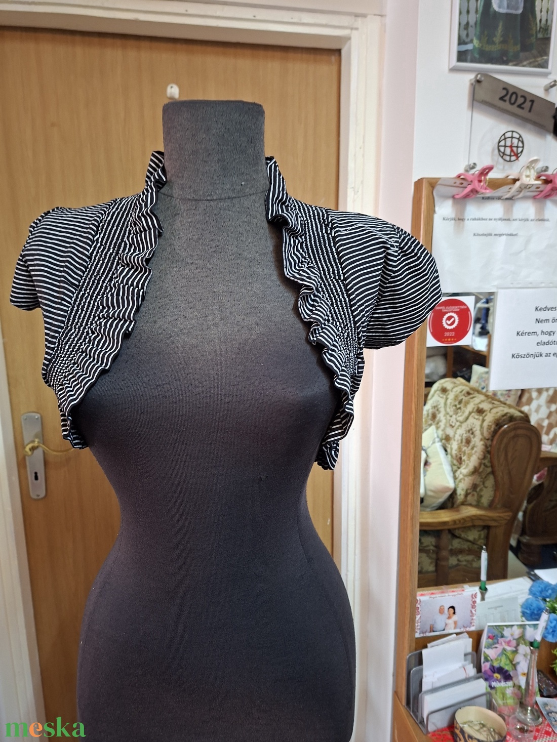 Boleró, fekete- ezüst csíkos. - esküvő - kiegészítők - bolero és válltakaró - Meska.hu