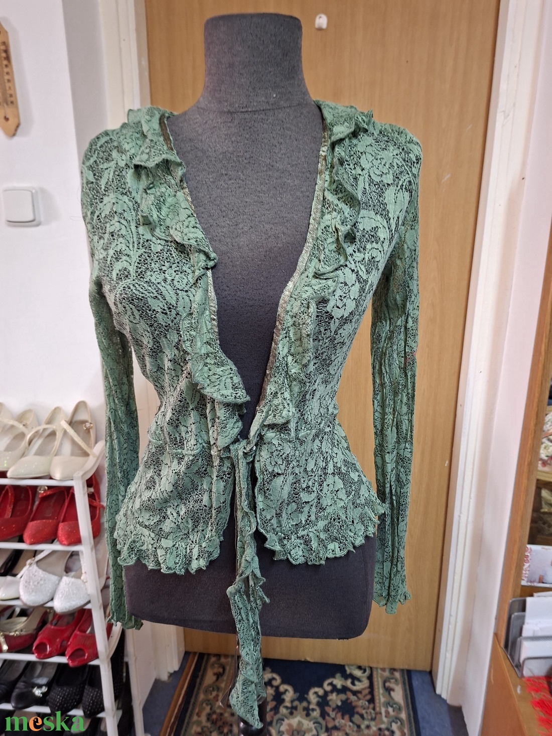 Boleró, zöld csipke. - esküvő - kiegészítők - bolero és válltakaró - Meska.hu