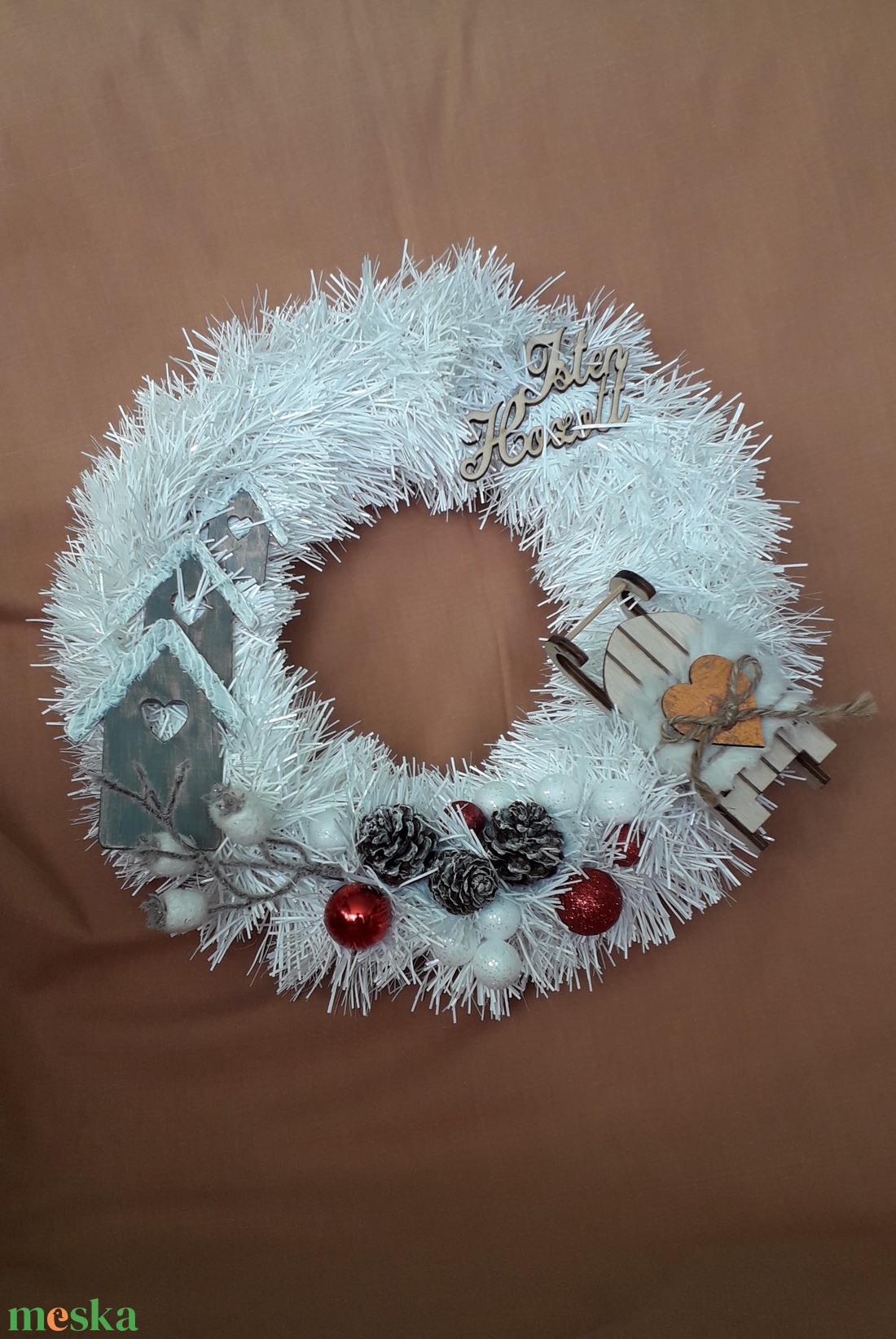 Karácsonyi - téli ajtódísz - kopogtató - karácsony - karácsonyi lakásdekoráció - karácsonyi ajtódíszek - Meska.hu