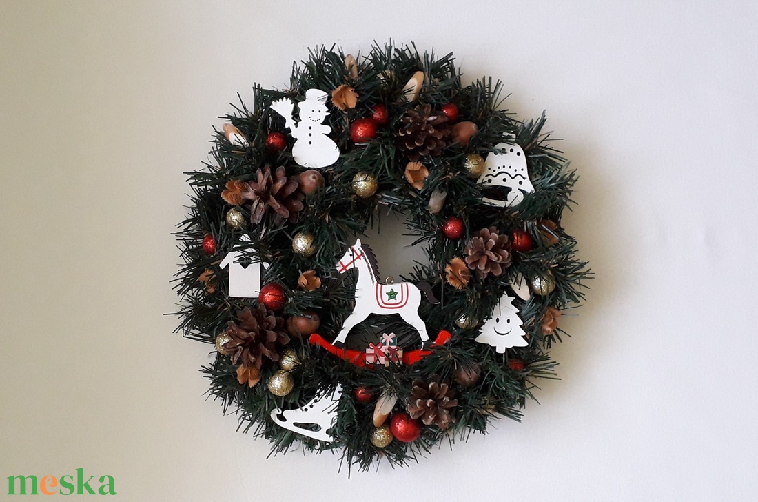 Klasszikus karácsonyi ajtódísz,  kopogtató - karácsony - karácsonyi lakásdekoráció - karácsonyi ajtódíszek - Meska.hu