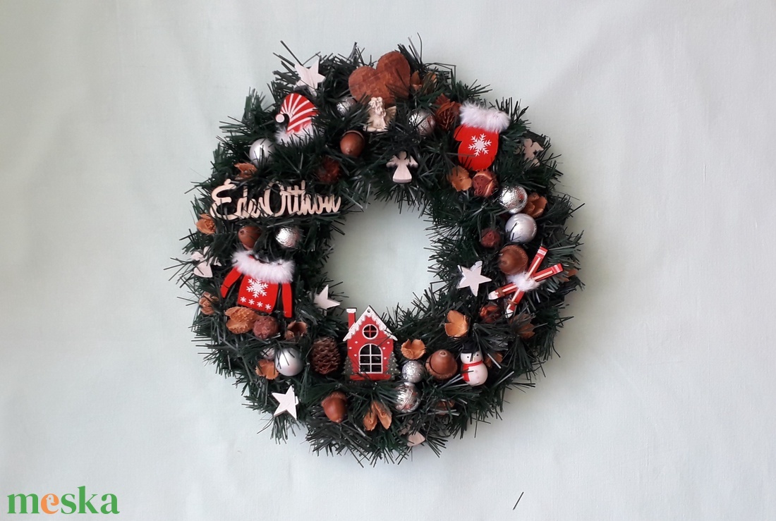 Klasszikus karácsonyi ajtódísz,  kopogtató - karácsony - karácsonyi lakásdekoráció - karácsonyi ajtódíszek - Meska.hu