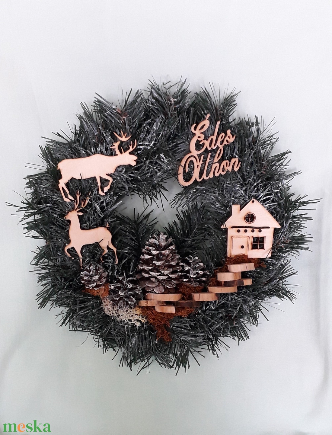 Természetes anyagokkal készült karácsonyi kopogtató - karácsony - karácsonyi lakásdekoráció - karácsonyi ajtódíszek - Meska.hu