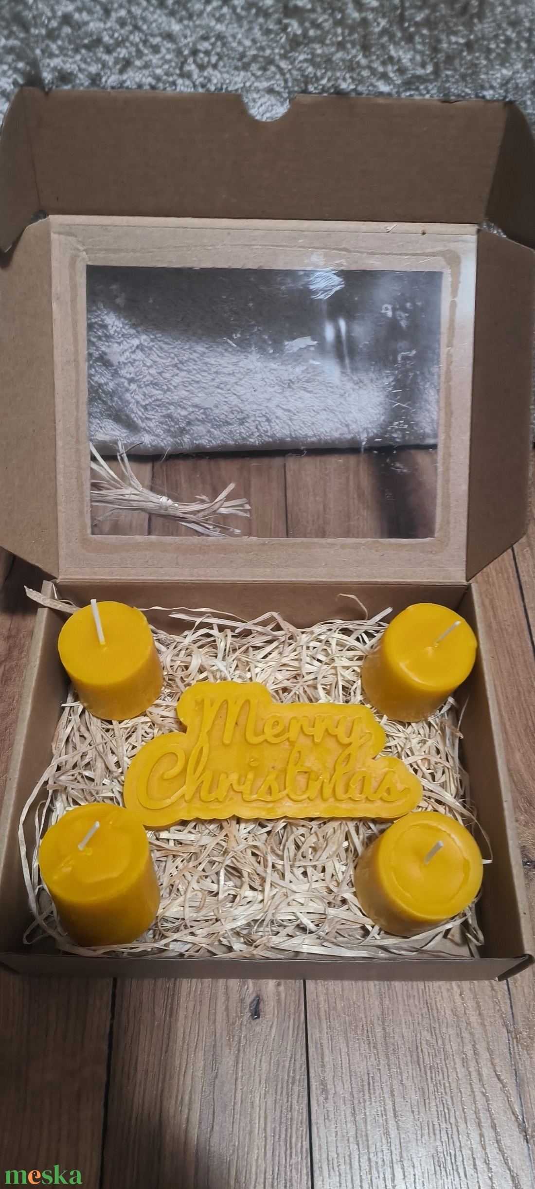 Méhviasz Karácsonyi gyergyák díszdobozban - esküvő - dekoráció - gyertya & gyertyatartó - Meska.hu