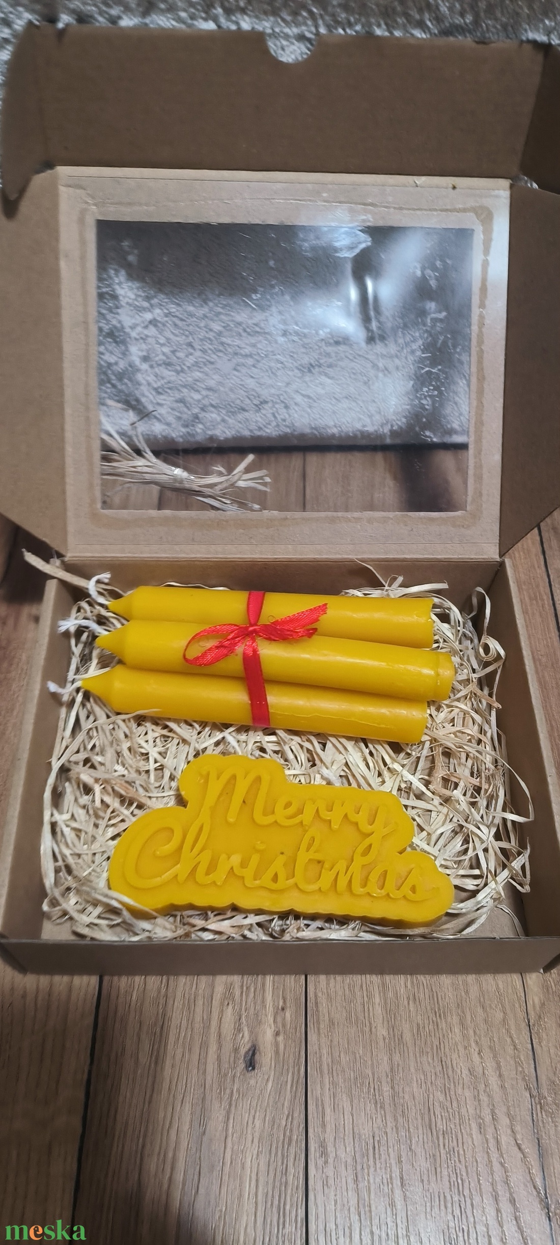 Méhviasz Karácsonyi gyergyák díszdobozban - esküvő - dekoráció - gyertya & gyertyatartó - Meska.hu
