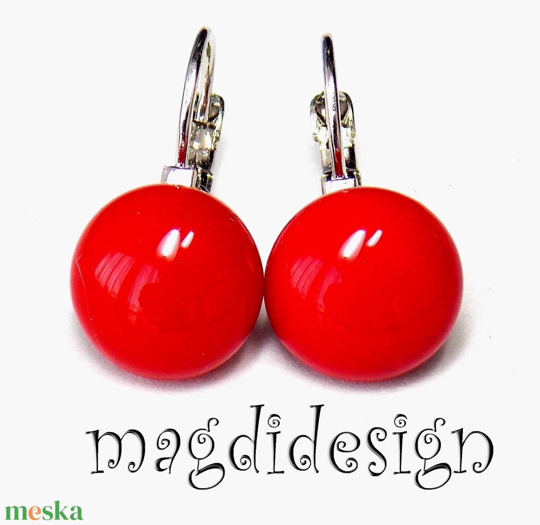 Meggypiros üvegékszer kapcsos fülbevaló - ékszer - fülbevaló - lógó fülbevaló - Meska.hu Meggypiros üvegékszer kapcsos fülbevaló - ékszer - fülbevaló - lógó fülbevaló - Meska.hu