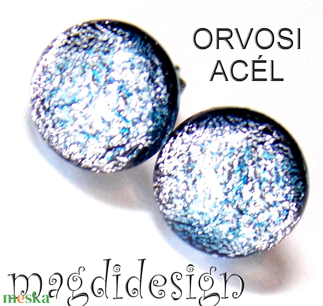 Ezüstös csillogás üvegékszer pötty fülbevaló ORVOSI ACÉL - ékszer - fülbevaló - pötty fülbevaló - Meska.hu