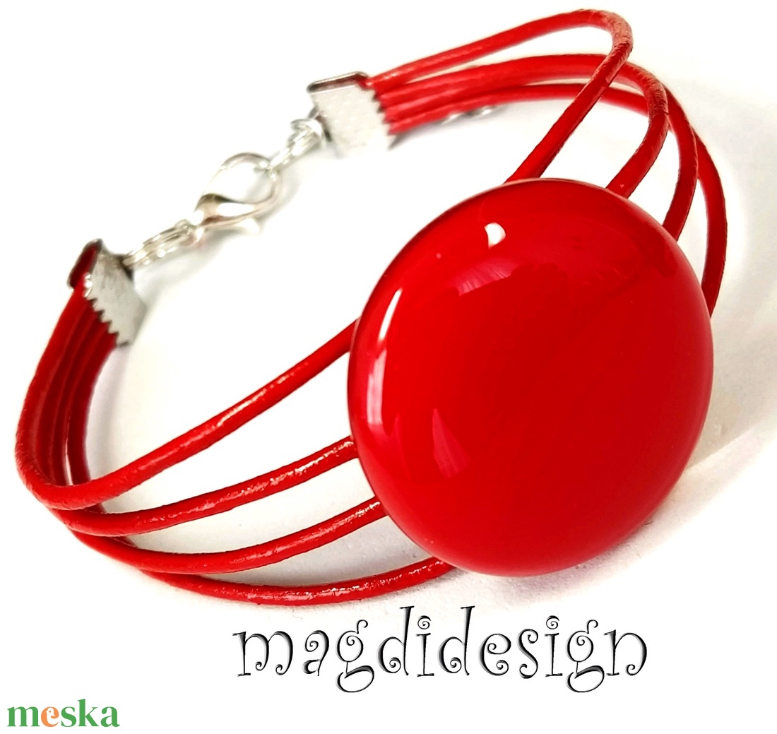 Meggypiros üvegékszer karkötő - ékszer - karkötő - karkötő medállal - Meska.hu Meggypiros üvegékszer karkötő - ékszer - karkötő - karkötő medállal - Meska.hu