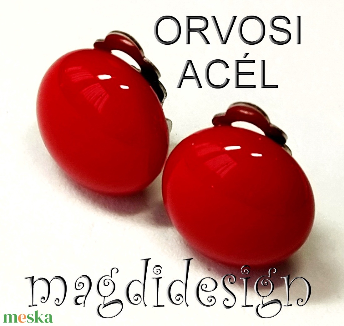 Meggypiros üvegékszer fülklipsz ORVOSI ACÉL - ékszer - fülbevaló - klipsz - Meska.hu Meggypiros üvegékszer fülklipsz ORVOSI ACÉL - ékszer - fülbevaló - klipsz - Meska.hu