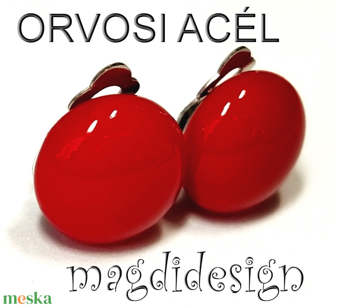 Meggypiros üvegékszer fülklipsz ORVOSI ACÉL - ékszer - fülbevaló - klipsz - Meska.hu Meggypiros üvegékszer fülklipsz ORVOSI ACÉL - ékszer - fülbevaló - klipsz - Meska.hu