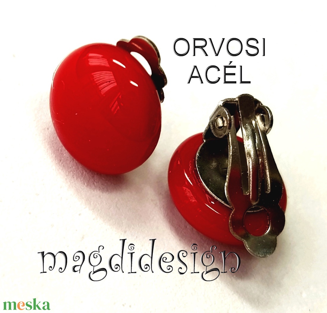 Meggypiros üvegékszer fülklipsz ORVOSI ACÉL - ékszer - fülbevaló - klipsz - Meska.hu Meggypiros üvegékszer fülklipsz ORVOSI ACÉL - ékszer - fülbevaló - klipsz - Meska.hu