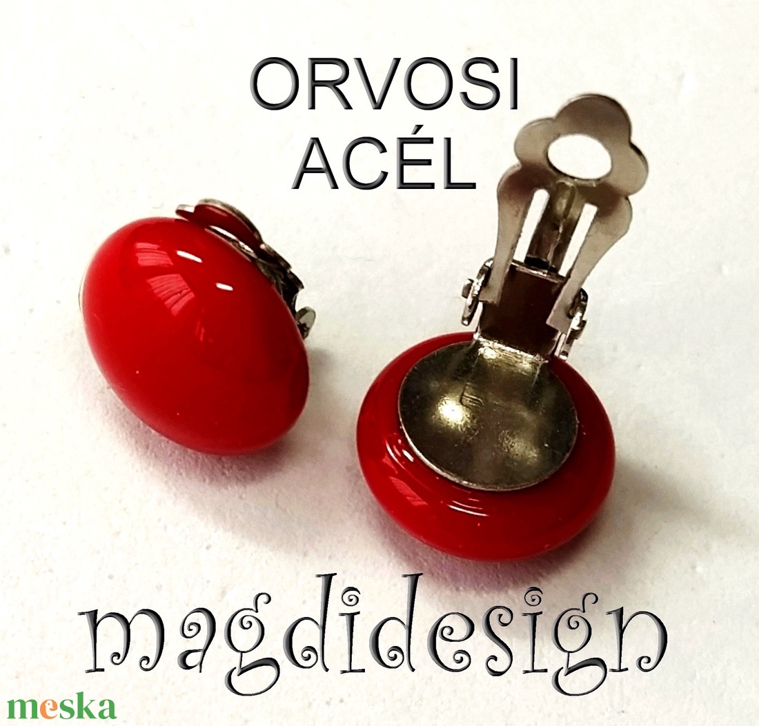 Meggypiros üvegékszer fülklipsz ORVOSI ACÉL - ékszer - fülbevaló - klipsz - Meska.hu Meggypiros üvegékszer fülklipsz ORVOSI ACÉL - ékszer - fülbevaló - klipsz - Meska.hu