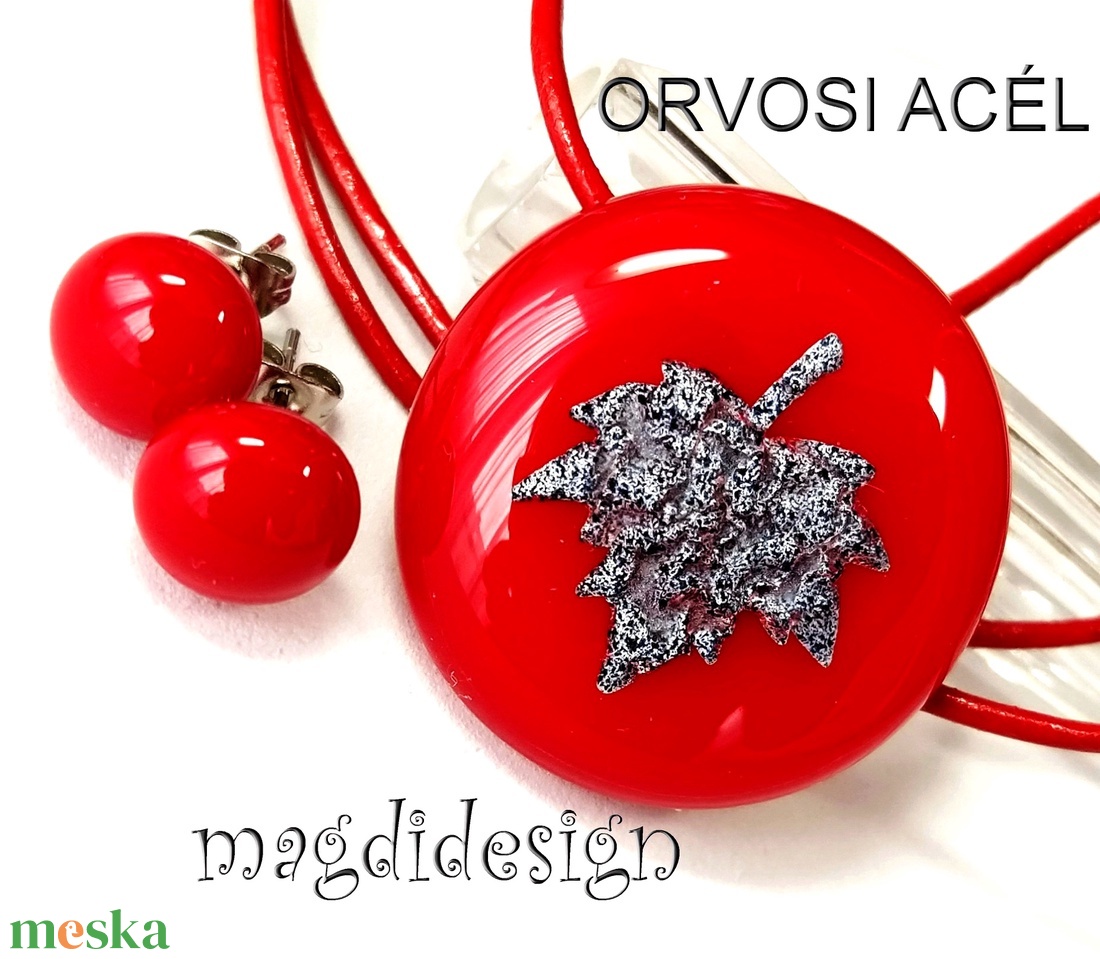 KÉSZLETKISŐPRÉS! Zizegő levél pirosban üvegékszer szett, nyaklánc, stiftes fülbevaló - ékszer - ékszerszett - Meska.hu KÉSZLETKISŐPRÉS! Zizegő levél pirosban üvegékszer szett, nyaklánc, stiftes fülbevaló - ékszer - ékszerszett - Meska.hu