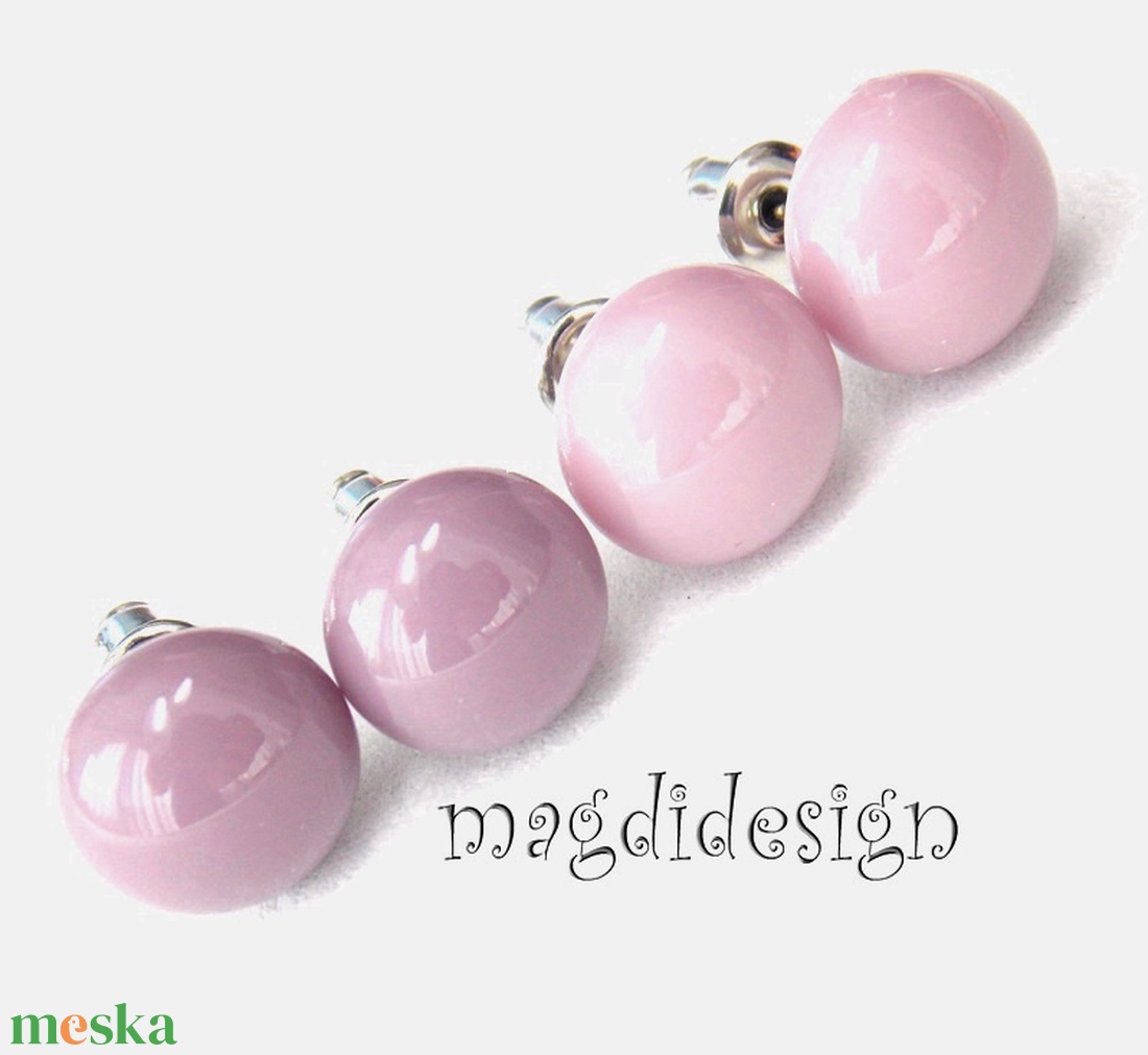ORVOSI ACÉL! Pasztell lilás rózsaszín lilával üvegékszer fülbevaló 2 pár - ékszer - fülbevaló - pötty fülbevaló - Meska.hu