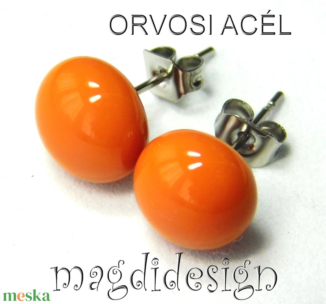 Narancsos-mogyoró üveg pötty fülbevaló - ékszer - fülbevaló - pötty fülbevaló - Meska.hu