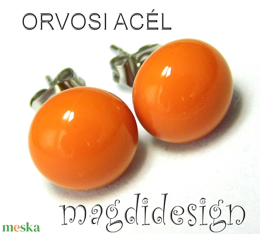 Narancsos-mogyoró üveg pötty fülbevaló - ékszer - fülbevaló - pötty fülbevaló - Meska.hu