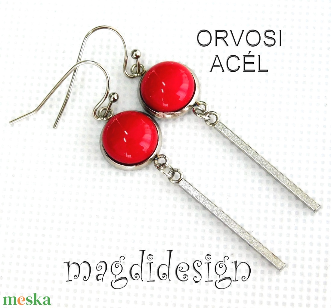 Meggypiros üvegékszer lógós fülbevaló ORVOSI ACÉL - ékszer - fülbevaló - lógó fülbevaló - Meska.hu Meggypiros üvegékszer lógós fülbevaló ORVOSI ACÉL - ékszer - fülbevaló - lógó fülbevaló - Meska.hu