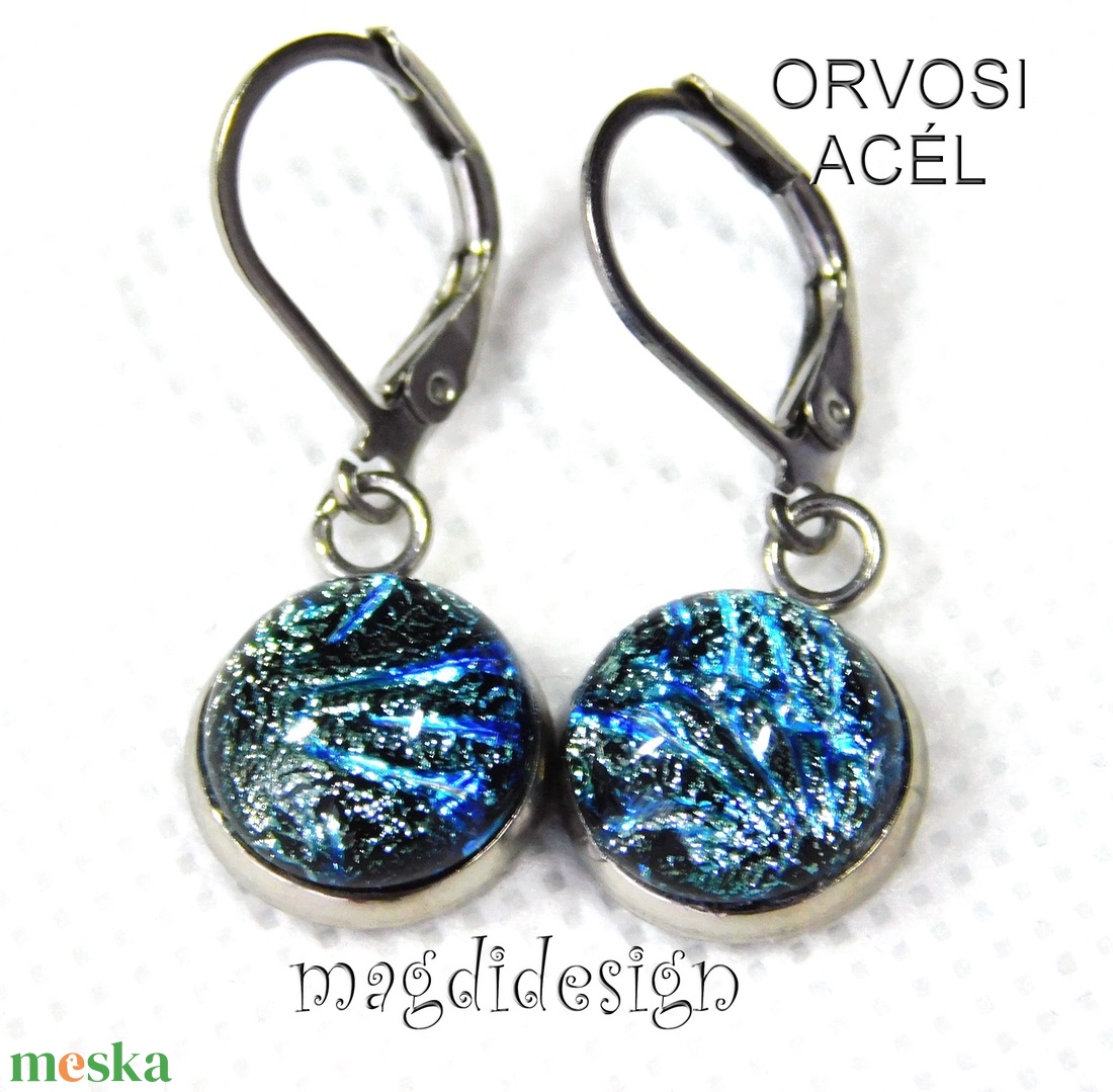 Ezüst aqua tűzijáték dichroic üvegékszer kapcsos fülbevaló - ékszer - fülbevaló - lógó fülbevaló - Meska.hu Ezüst aqua tűzijáték dichroic üvegékszer kapcsos fülbevaló - ékszer - fülbevaló - lógó fülbevaló - Meska.hu