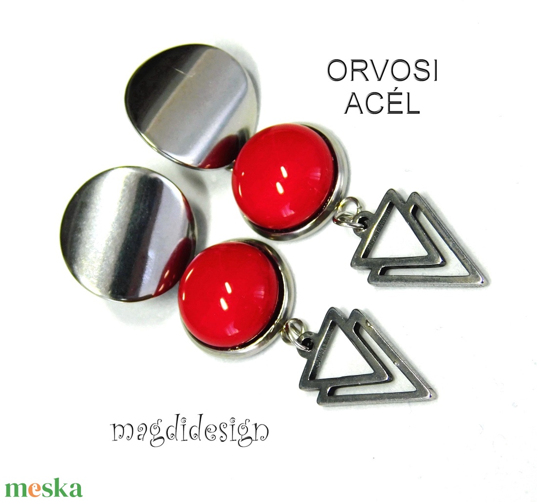 Kék-fekete dichroic üvegékszer stiftes lógós nemesacél fülbevaló - ékszer - fülbevaló - lógó fülbevaló - Meska.hu