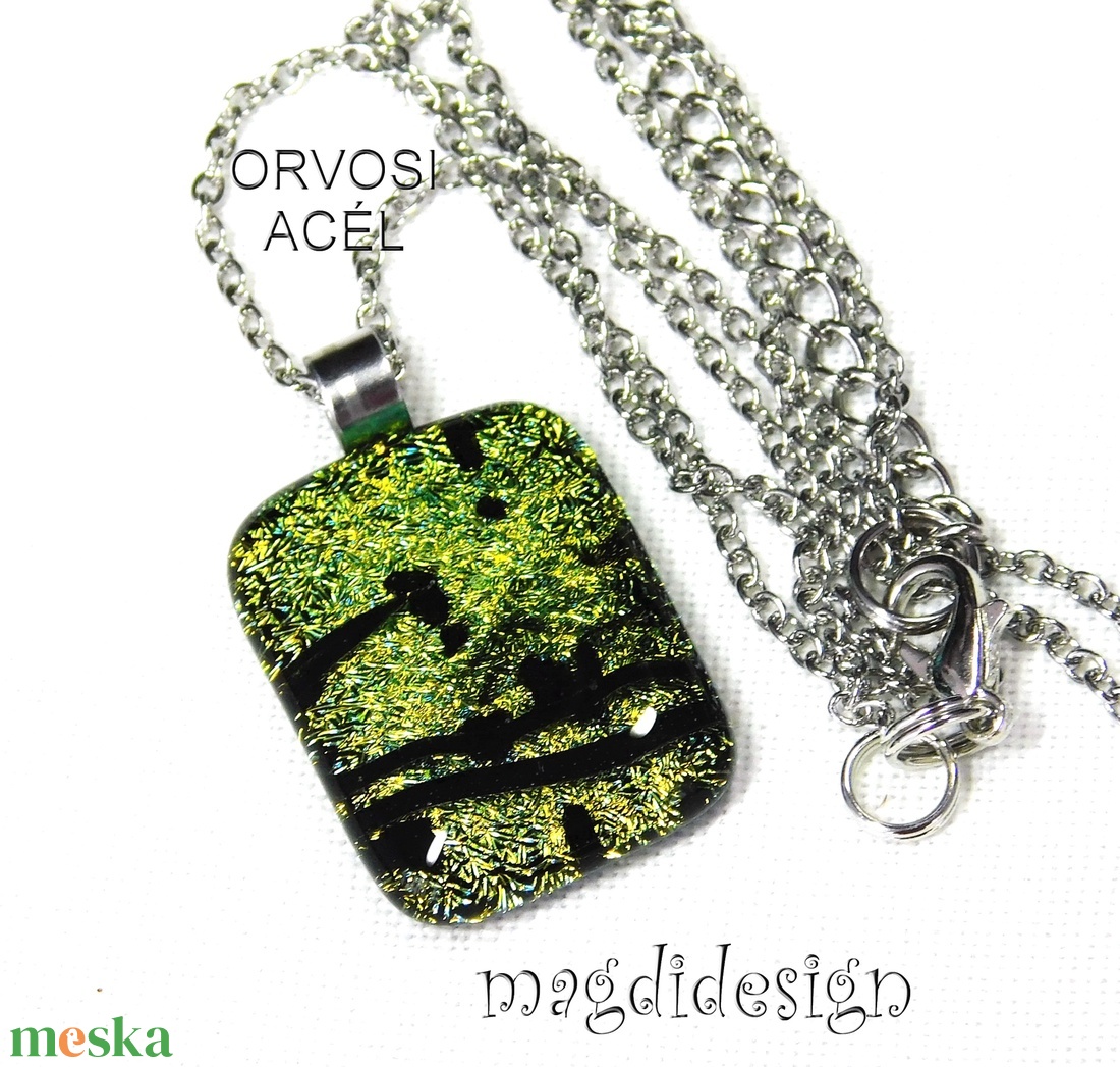 Fekete foltos arany dichroic üvegékszer nyaklánc - ékszer - nyaklánc - medálos nyaklánc - Meska.hu Fekete foltos arany dichroic üvegékszer nyaklánc - ékszer - nyaklánc - medálos nyaklánc - Meska.hu