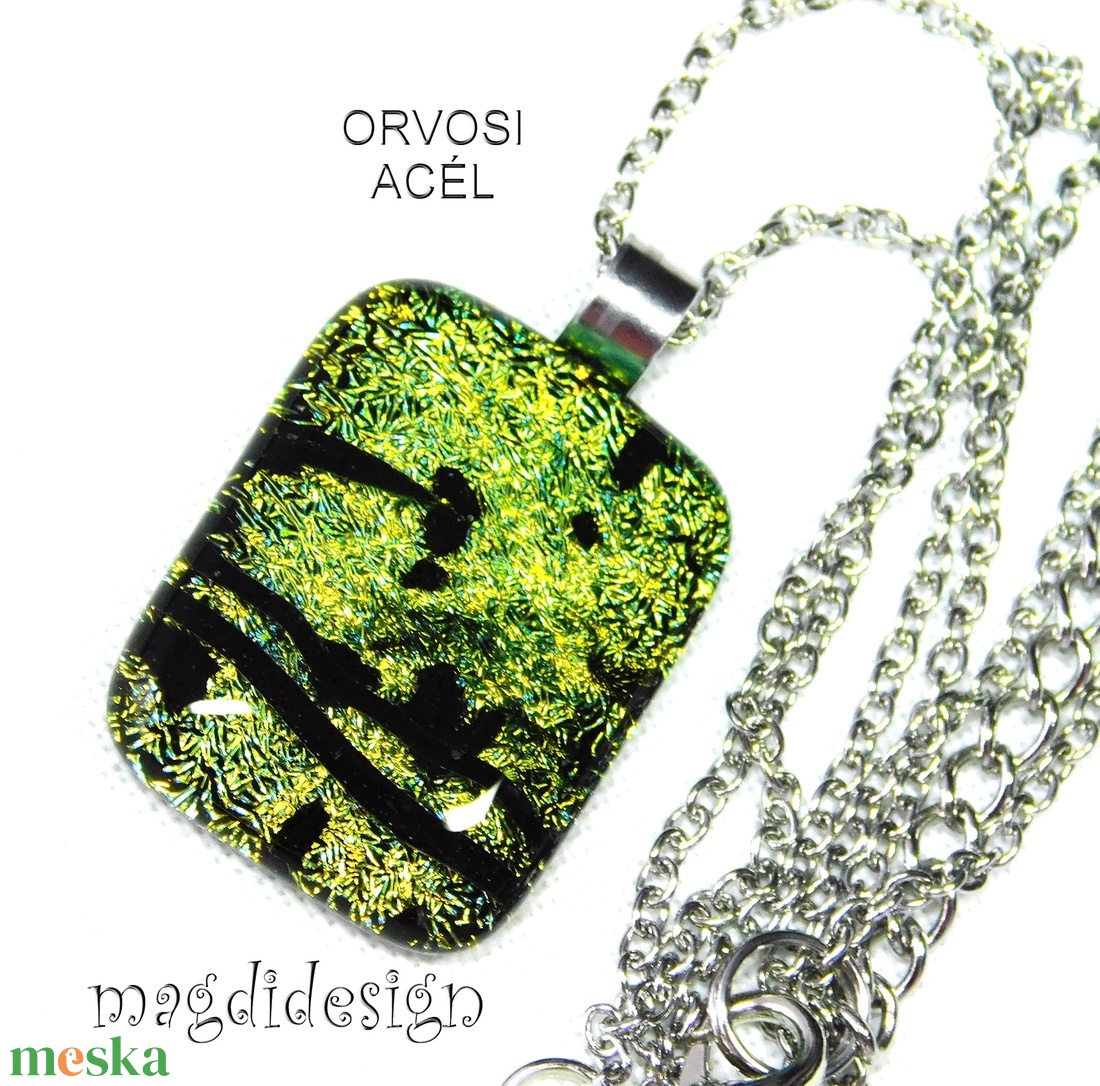 Fekete foltos arany dichroic üvegékszer nyaklánc - ékszer - nyaklánc - medálos nyaklánc - Meska.hu Fekete foltos arany dichroic üvegékszer nyaklánc - ékszer - nyaklánc - medálos nyaklánc - Meska.hu