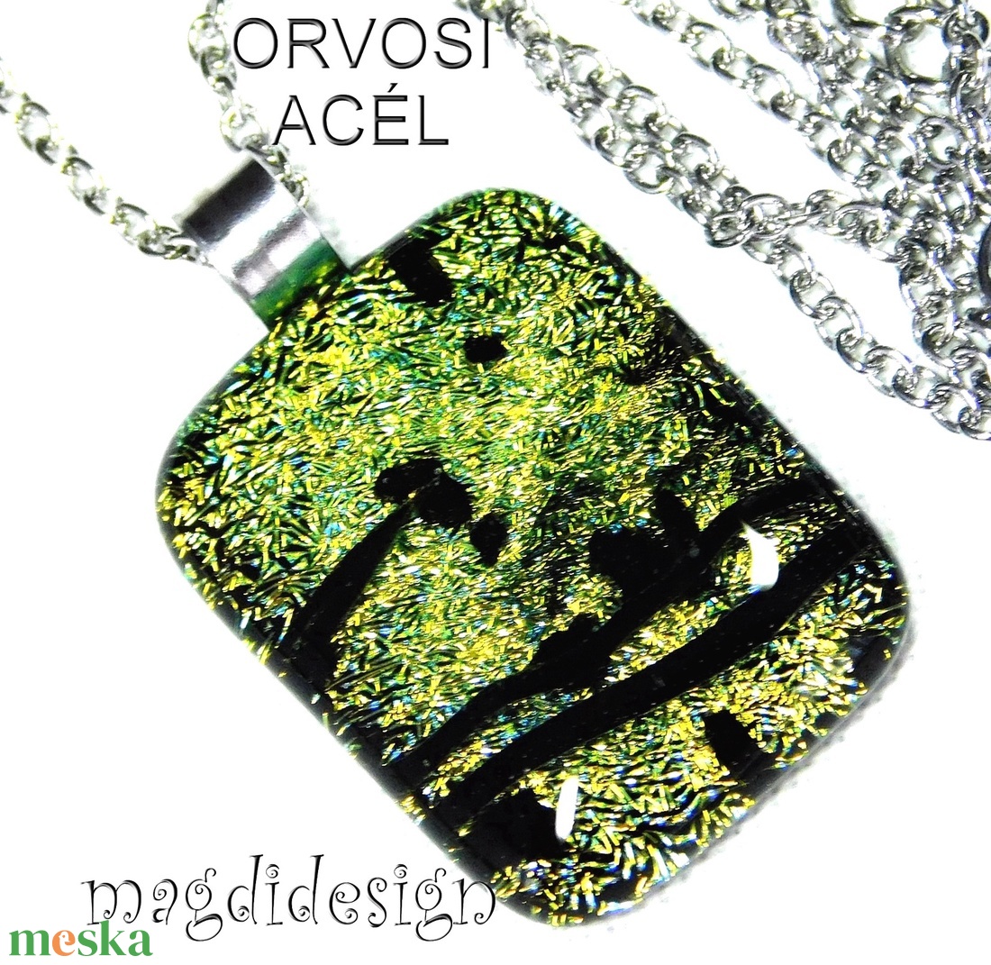 Fekete foltos arany dichroic üvegékszer nyaklánc - ékszer - nyaklánc - medálos nyaklánc - Meska.hu Fekete foltos arany dichroic üvegékszer nyaklánc - ékszer - nyaklánc - medálos nyaklánc - Meska.hu