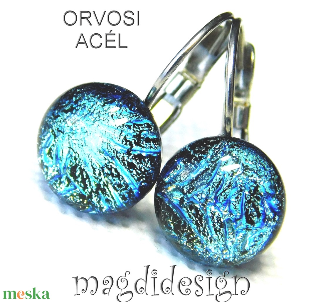 Ezüst aqua tűzijáték dichroic üvegékszer kapcsos fülbevaló - ékszer - fülbevaló - lógó fülbevaló - Meska.hu Ezüst aqua tűzijáték dichroic üvegékszer kapcsos fülbevaló - ékszer - fülbevaló - lógó fülbevaló - Meska.hu