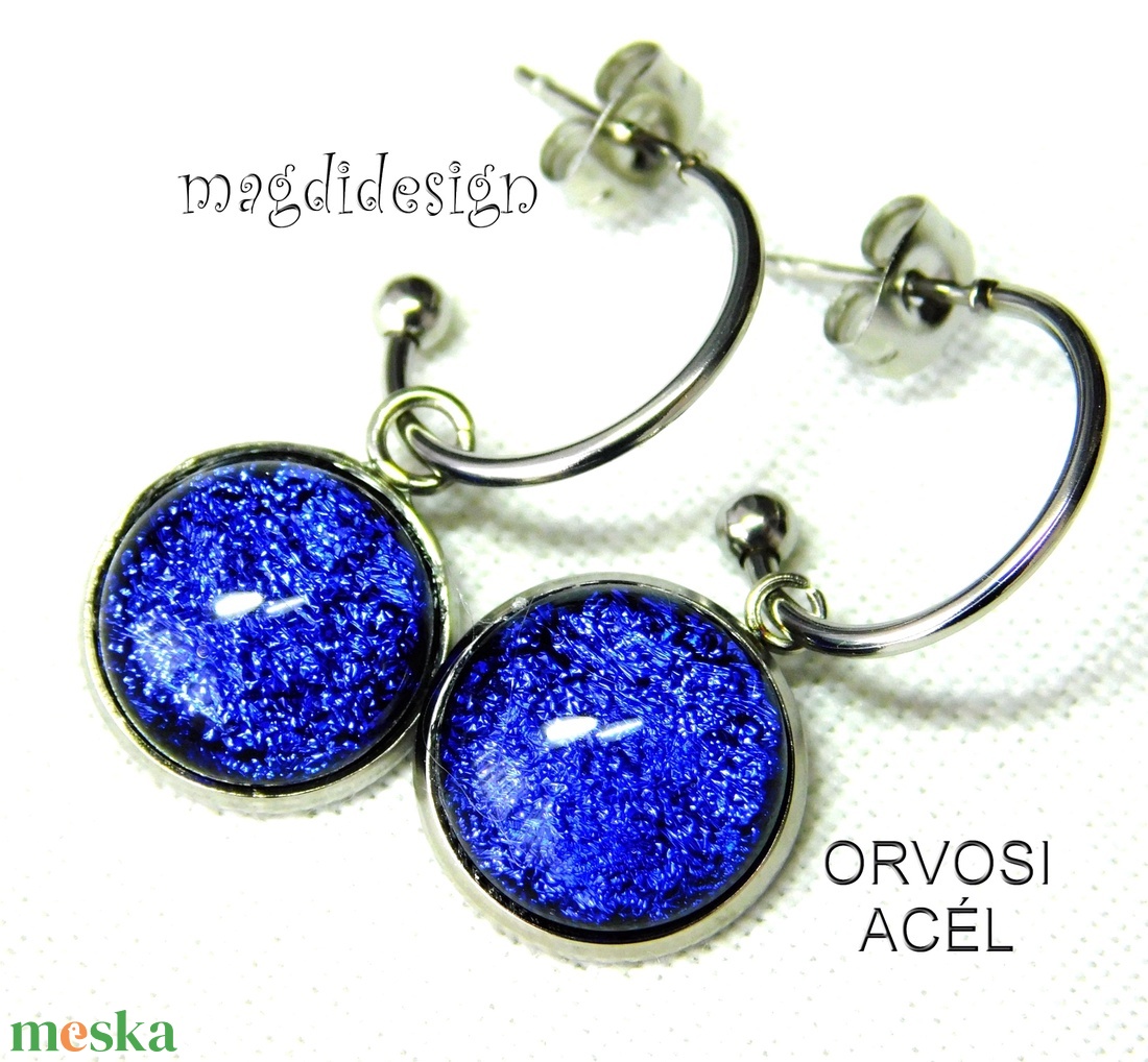 Kék-lila dichroic üvegékszer stiftes lógós nemesacél fülbevaló - ékszer - fülbevaló - lógó fülbevaló - Meska.hu Kék-lila dichroic üvegékszer stiftes lógós nemesacél fülbevaló - ékszer - fülbevaló - lógó fülbevaló - Meska.hu