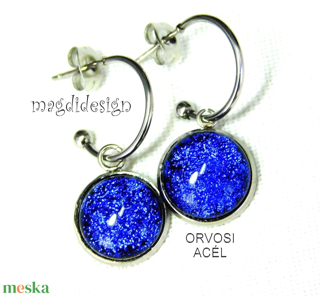 Kék-lila dichroic üvegékszer stiftes lógós nemesacél fülbevaló - ékszer - fülbevaló - lógó fülbevaló - Meska.hu Kék-lila dichroic üvegékszer stiftes lógós nemesacél fülbevaló - ékszer - fülbevaló - lógó fülbevaló - Meska.hu