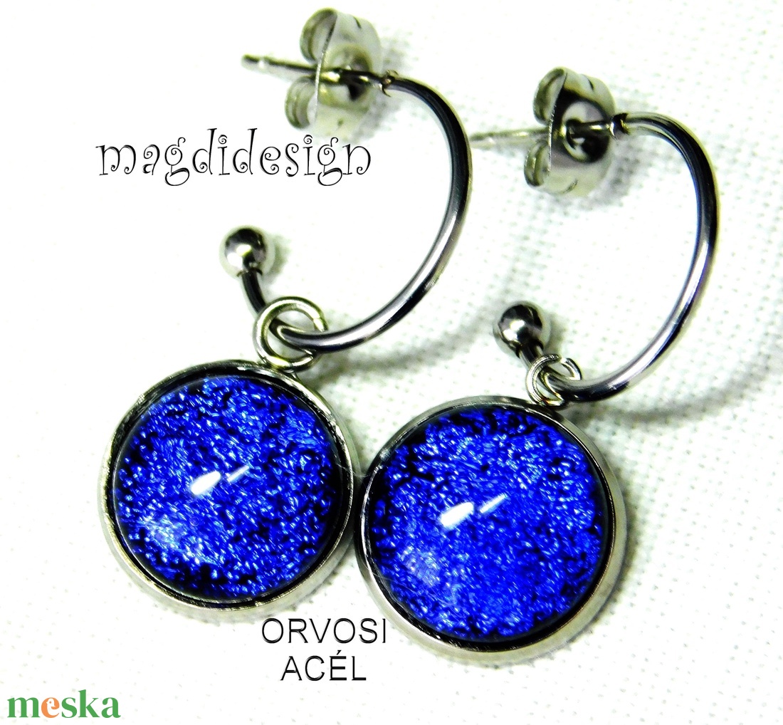 Kék-lila dichroic üvegékszer stiftes lógós nemesacél fülbevaló - ékszer - fülbevaló - lógó fülbevaló - Meska.hu Kék-lila dichroic üvegékszer stiftes lógós nemesacél fülbevaló - ékszer - fülbevaló - lógó fülbevaló - Meska.hu