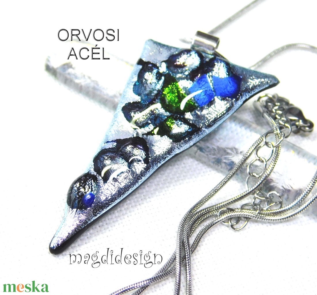 Pink köves színjáték dichroic üvegékszer nyaklánc  - ékszer - nyaklánc - medálos nyaklánc - Meska.hu