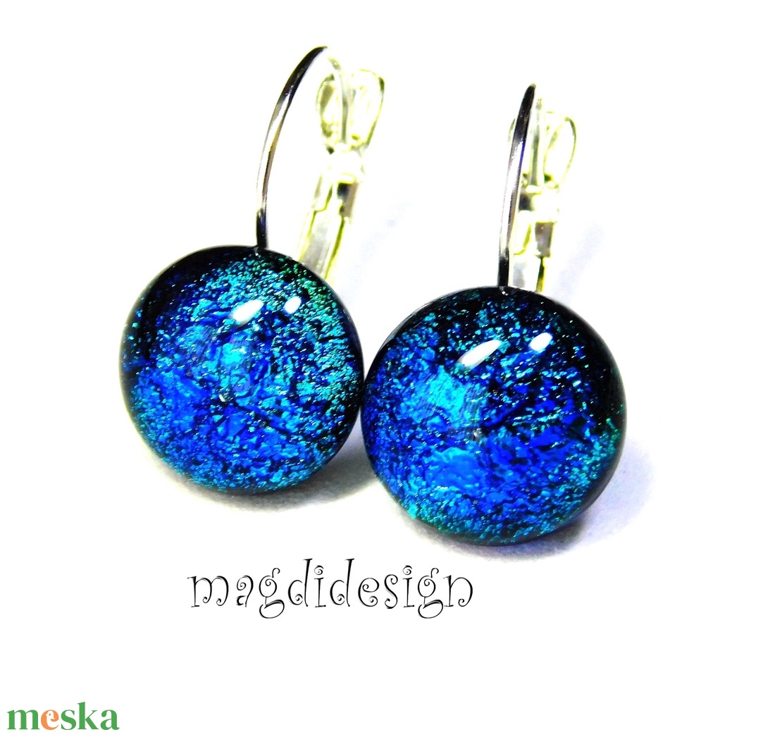 Smaragdkék-zöld dichroic üvegékszer kapcsos fülbevaló - ékszer - fülbevaló - lógós kerek fülbevaló - Meska.hu Smaragdkék-zöld dichroic üvegékszer kapcsos fülbevaló - ékszer - fülbevaló - lógós kerek fülbevaló - Meska.hu