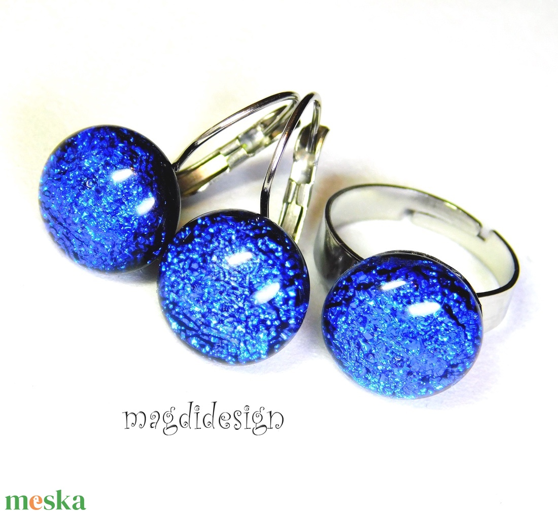 NEMESACÉL! Kék dichroic csillogás üvegékszer szett, fülbevaló, gyűrű - ékszer - ékszerszett - Meska.hu NEMESACÉL! Kék dichroic csillogás üvegékszer szett, fülbevaló, gyűrű - ékszer - ékszerszett - Meska.hu