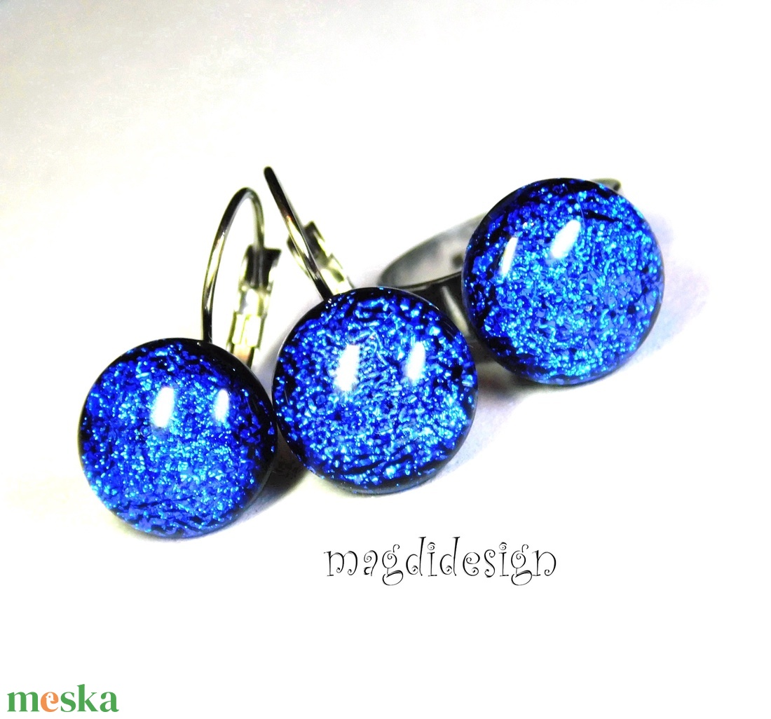 NEMESACÉL! Kék dichroic csillogás üvegékszer szett, fülbevaló, gyűrű - ékszer - ékszerszett - Meska.hu NEMESACÉL! Kék dichroic csillogás üvegékszer szett, fülbevaló, gyűrű - ékszer - ékszerszett - Meska.hu