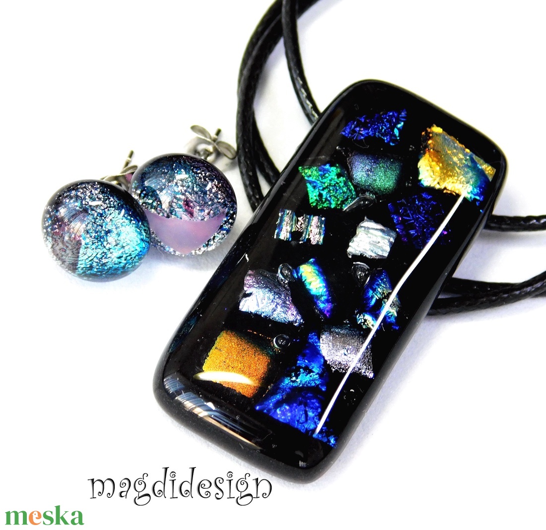 Szivárvány mozaik dichroic színkavalkád üvegékszer szett nyaklánc, pötty fülbevaló 2 - ékszer - ékszerszett - Meska.hu Szivárvány mozaik dichroic színkavalkád üvegékszer szett nyaklánc, pötty fülbevaló 2 - ékszer - ékszerszett - Meska.hu