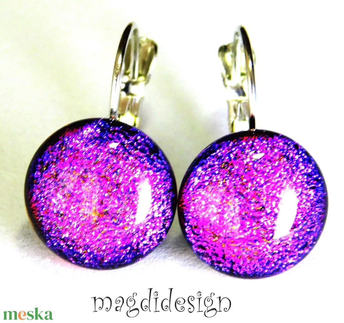 MAXI Pink csillogás üvegékszer kapcsos fülbevaló - ékszer - fülbevaló - lógó fülbevaló - Meska.hu MAXI Pink csillogás üvegékszer kapcsos fülbevaló - ékszer - fülbevaló - lógó fülbevaló - Meska.hu