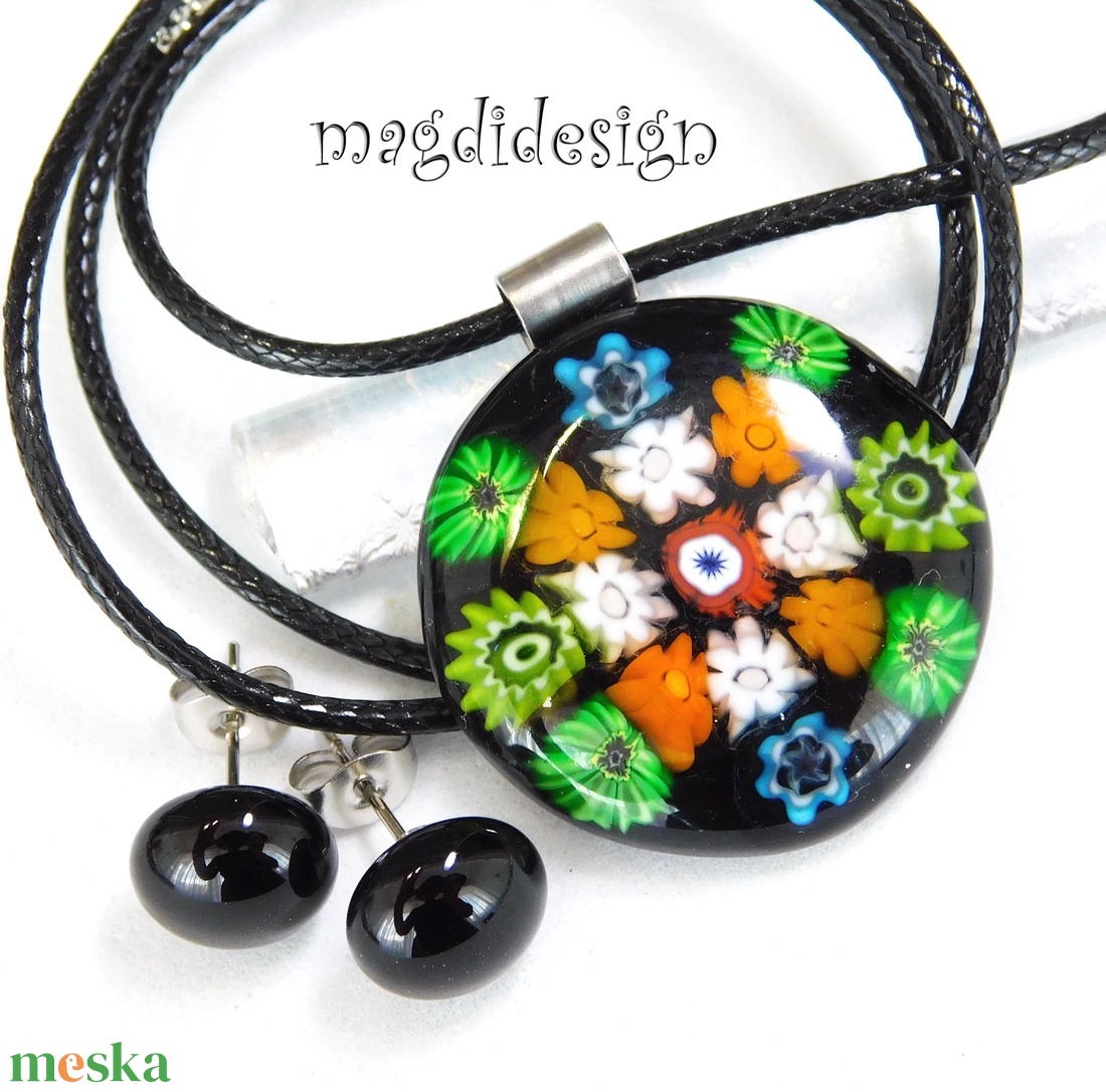 Millefiori csupa virág üvegékszer szett, nyaklánc, stiftes fülbevaló - ékszer - ékszerszett - Meska.hu Millefiori csupa virág üvegékszer szett, nyaklánc, stiftes fülbevaló - ékszer - ékszerszett - Meska.hu