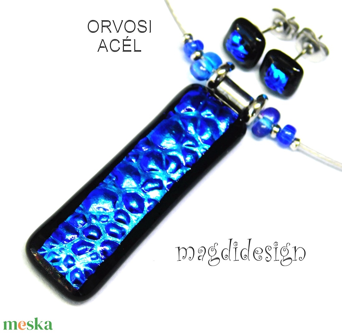 Fekete kék dichroic üvegékszer szett, nyaklánc, pötty fülbevaló - ékszer - ékszerszett - Meska.hu Fekete kék dichroic üvegékszer szett, nyaklánc, pötty fülbevaló - ékszer - ékszerszett - Meska.hu