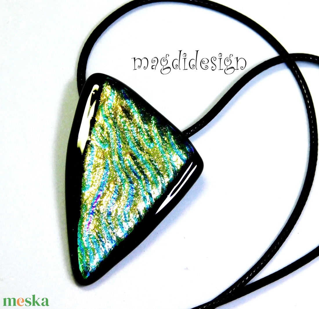 Arany türkiz hullámos dichroic üvegékszer nyaklánc   - ékszer - nyaklánc - medálos nyaklánc - Meska.hu