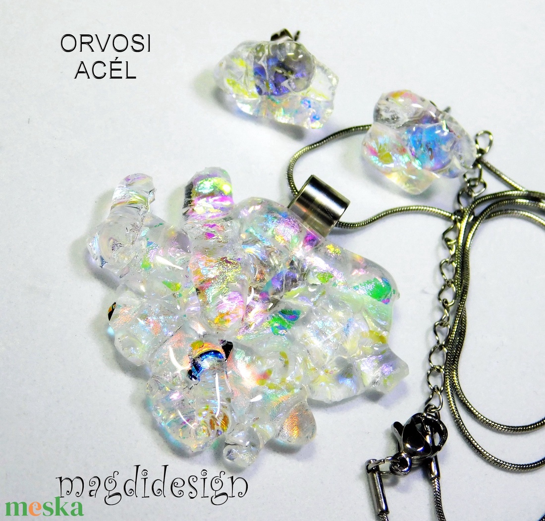 Szivárványos borzaska dichroic üvegékszer szett nyaklánc stiftes fülbevaló 1 - ékszer - ékszerszett - Meska.hu Szivárványos borzaska dichroic üvegékszer szett nyaklánc stiftes fülbevaló 1 - ékszer - ékszerszett - Meska.hu