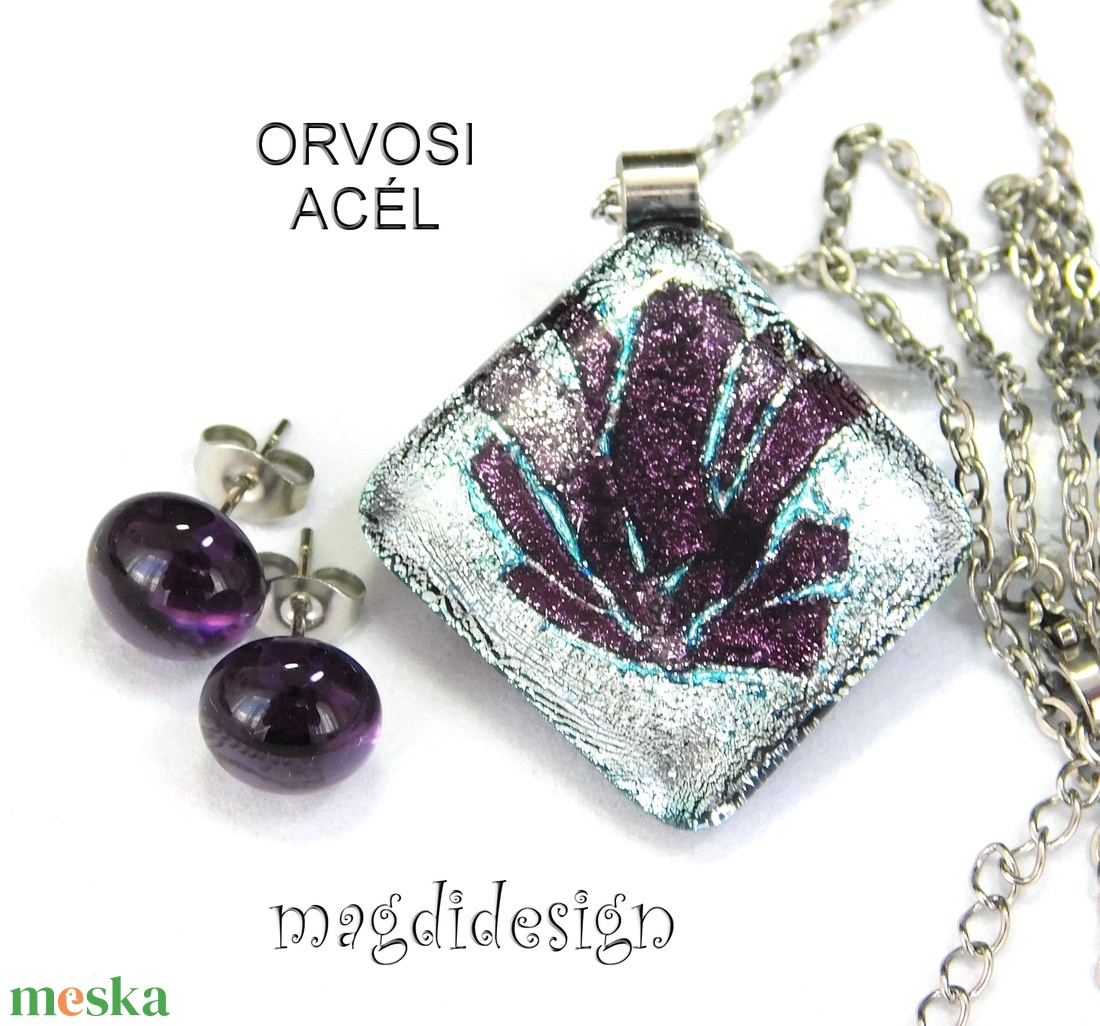 Lila szirmok ezüsben dichroic üvegékszer szett nyaklánc, karkötő, stiftes fülbevaló - ékszer - ékszerszett - Meska.hu Lila szirmok ezüsben dichroic üvegékszer szett nyaklánc, karkötő, stiftes fülbevaló - ékszer - ékszerszett - Meska.hu