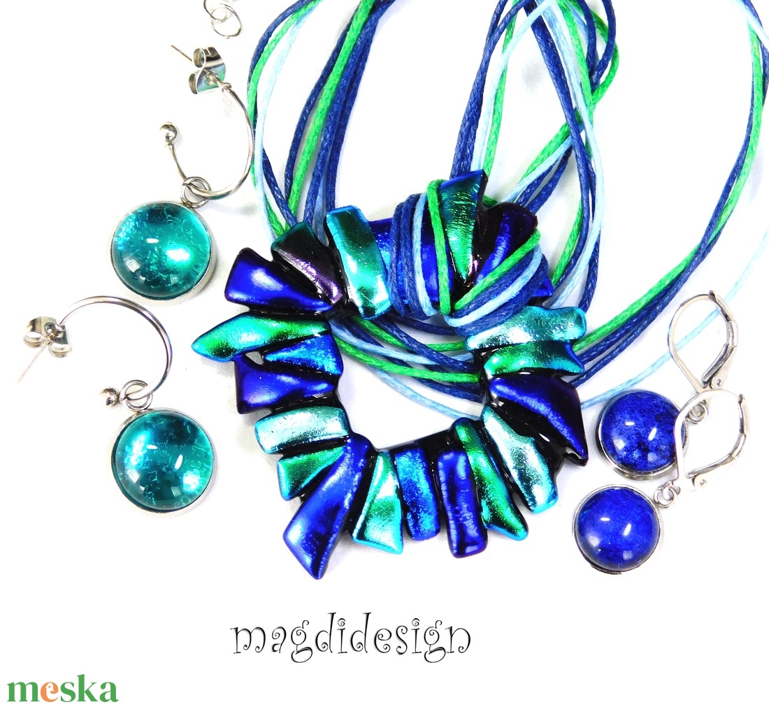 Csillogó dichroic üvegékszer nyaklánc 4 - ékszer - nyaklánc - medálos nyaklánc - Meska.hu
