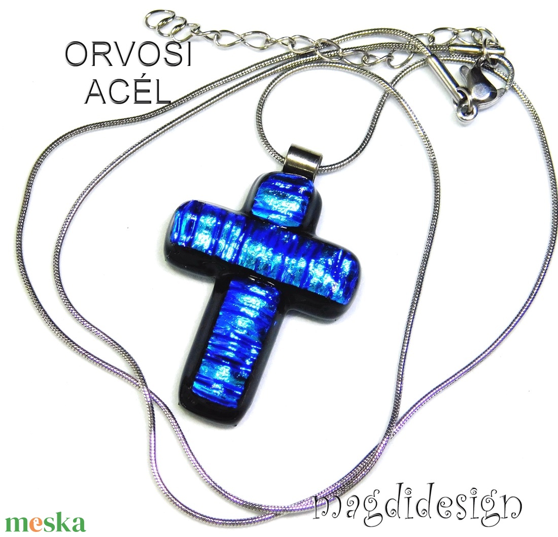 Kék dichroic kereszt üvegékszer nyaklánc - ékszer - nyaklánc - medálos nyaklánc - Meska.hu Kék dichroic kereszt üvegékszer nyaklánc - ékszer - nyaklánc - medálos nyaklánc - Meska.hu