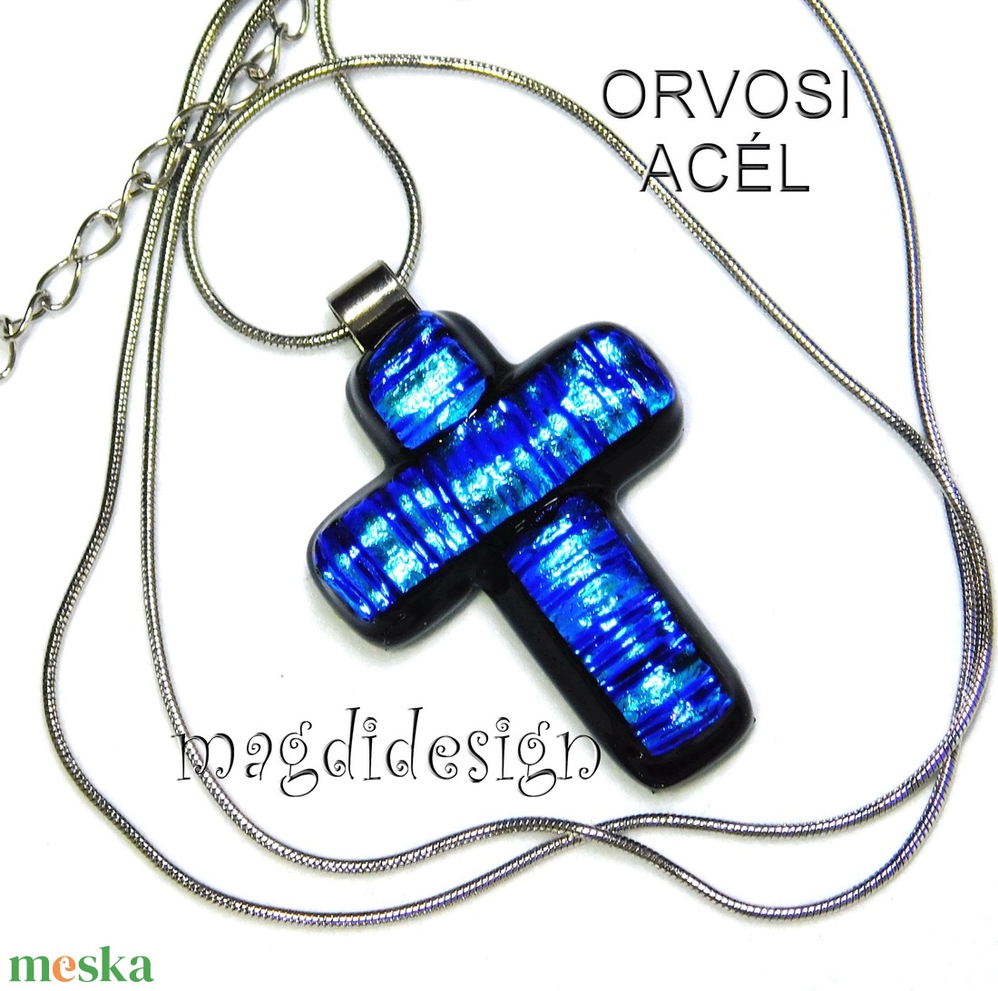 Kék dichroic kereszt üvegékszer nyaklánc - ékszer - nyaklánc - medálos nyaklánc - Meska.hu Kék dichroic kereszt üvegékszer nyaklánc - ékszer - nyaklánc - medálos nyaklánc - Meska.hu
